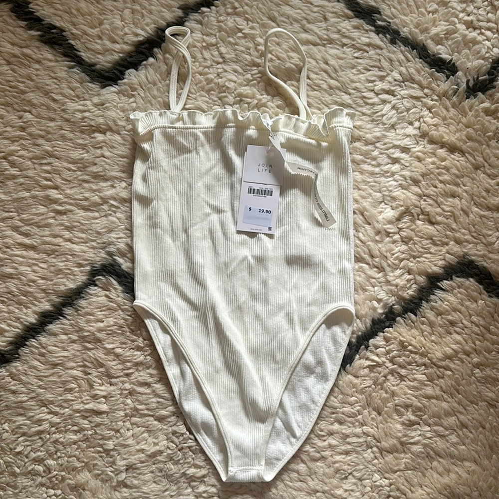 Zara Cream Ribbed Top